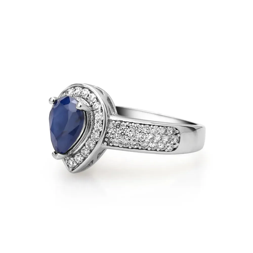 Natural Blue Sapphire Gemstone Jewelry Set – 925 Sterling Silver Pendant, Earrings, Ring