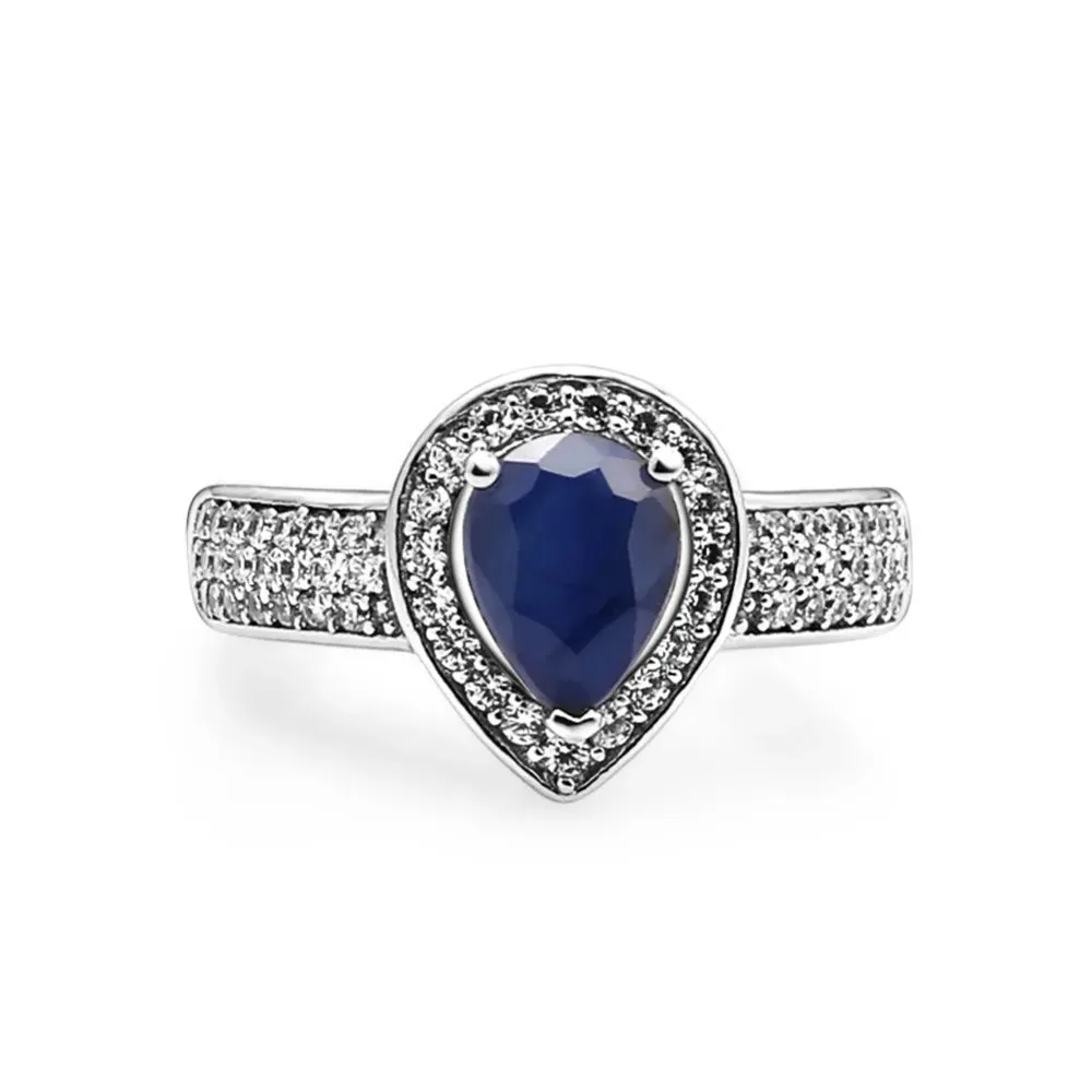 Natural Blue Sapphire Gemstone Jewelry Set – 925 Sterling Silver Pendant, Earrings, Ring