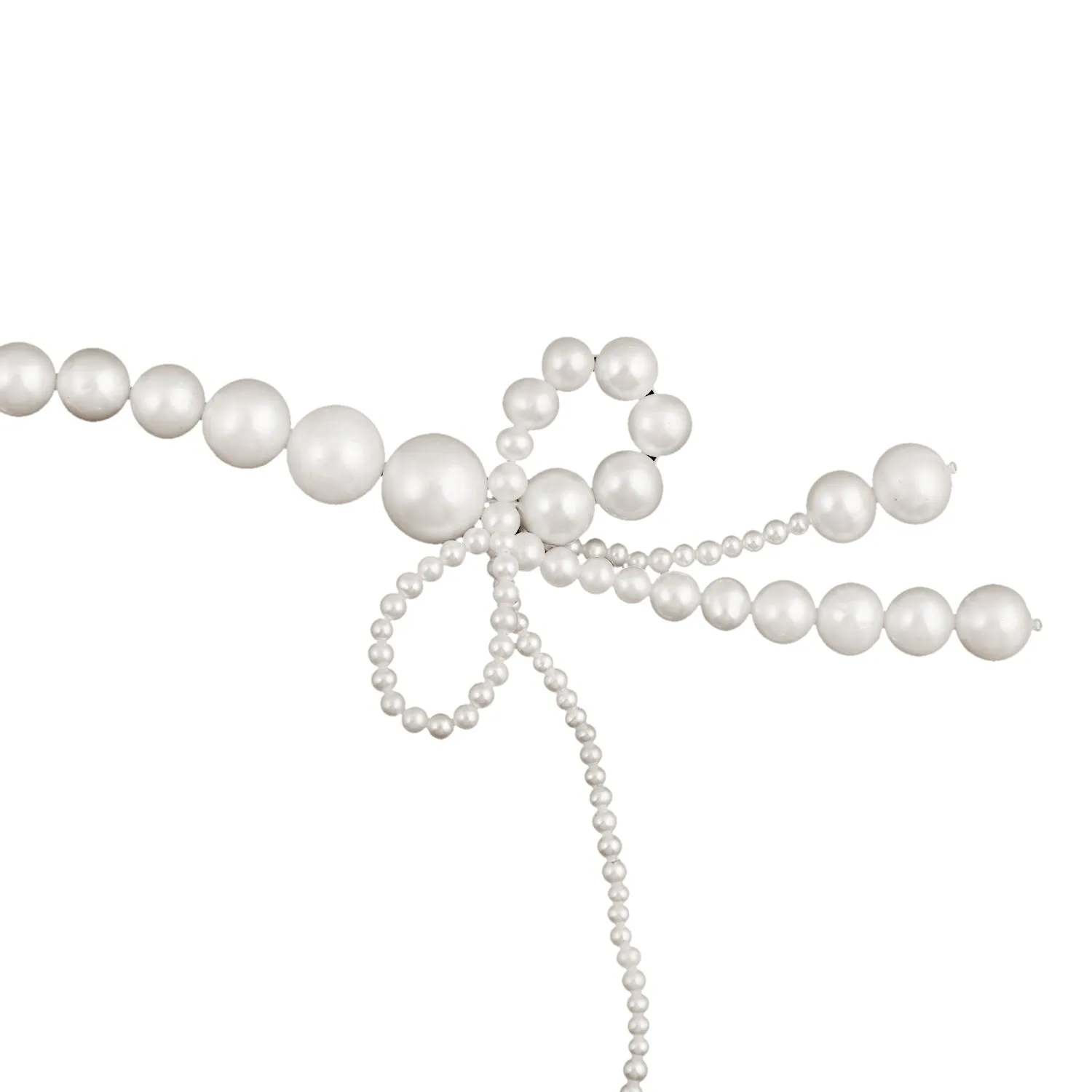 Natural Pearl Round Beads Bow Design Choker Necklace In 18K Yellow Gold