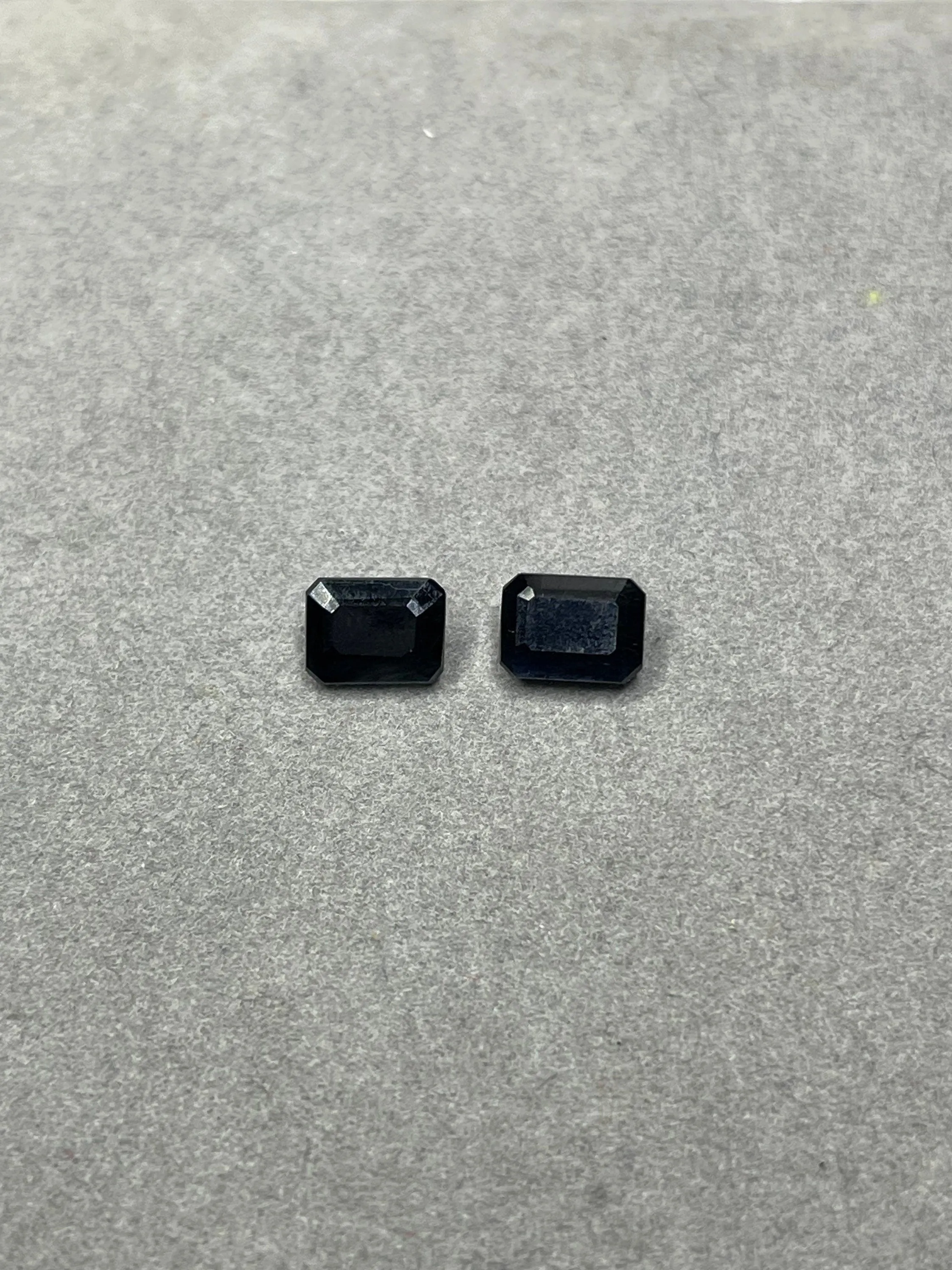 Natural Unheated Midnight Sapphire Emerald Cut 8x6 Loose Gemstones (Matching Pair Per Order 4 Carats Total Weight)