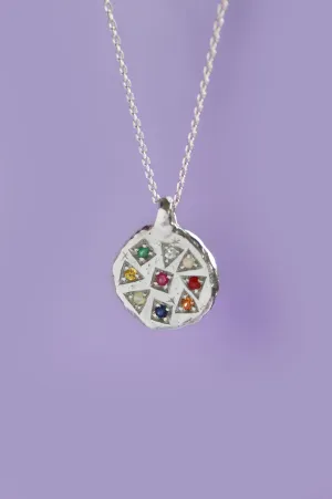 Navaratna Silver Pendant