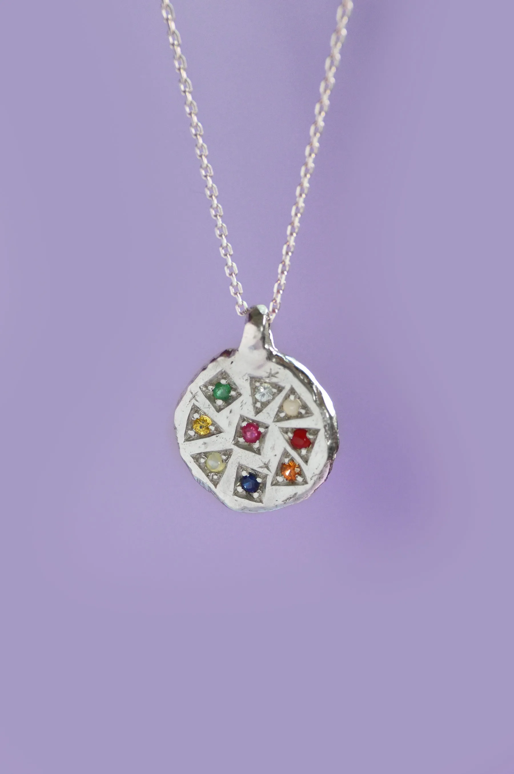 Navaratna Silver Pendant