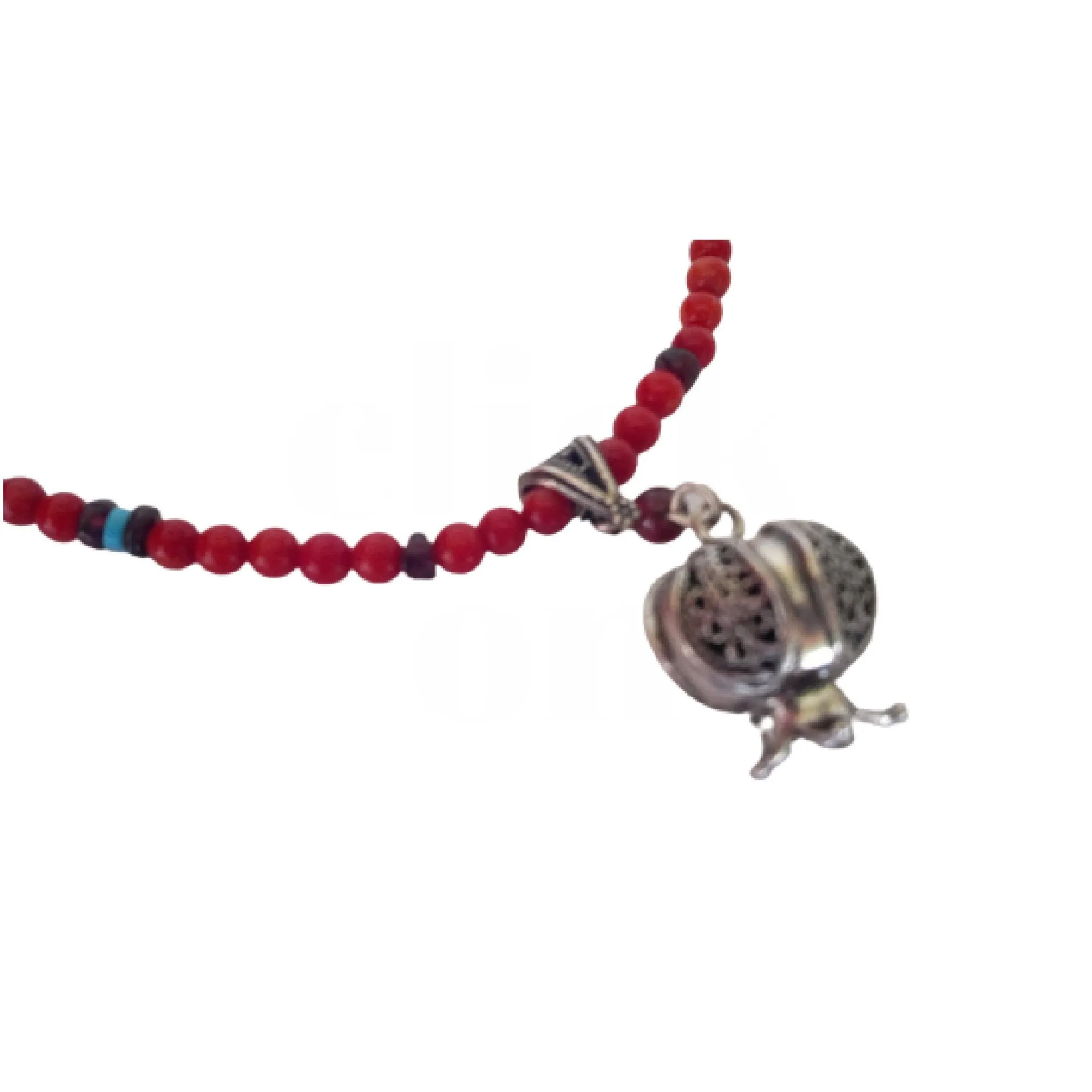 Necklace for woman. Sterling Silver Pomegranate Pendant set with a garnet.