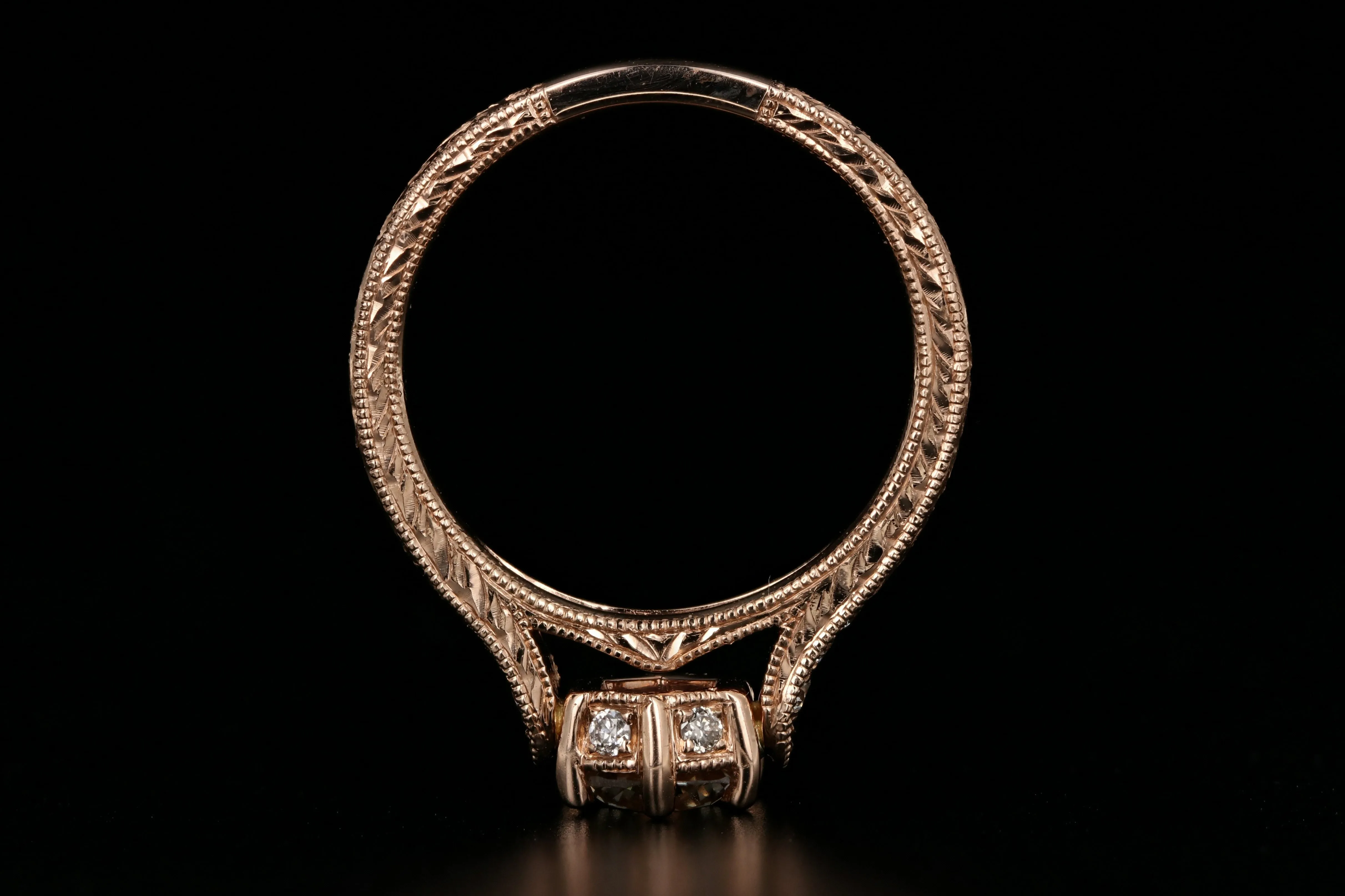 New 14K Rose Gold .81 Carat Champagne Diamond Engagement Ring