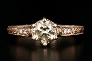 New 14K Rose Gold .81 Carat Champagne Diamond Engagement Ring