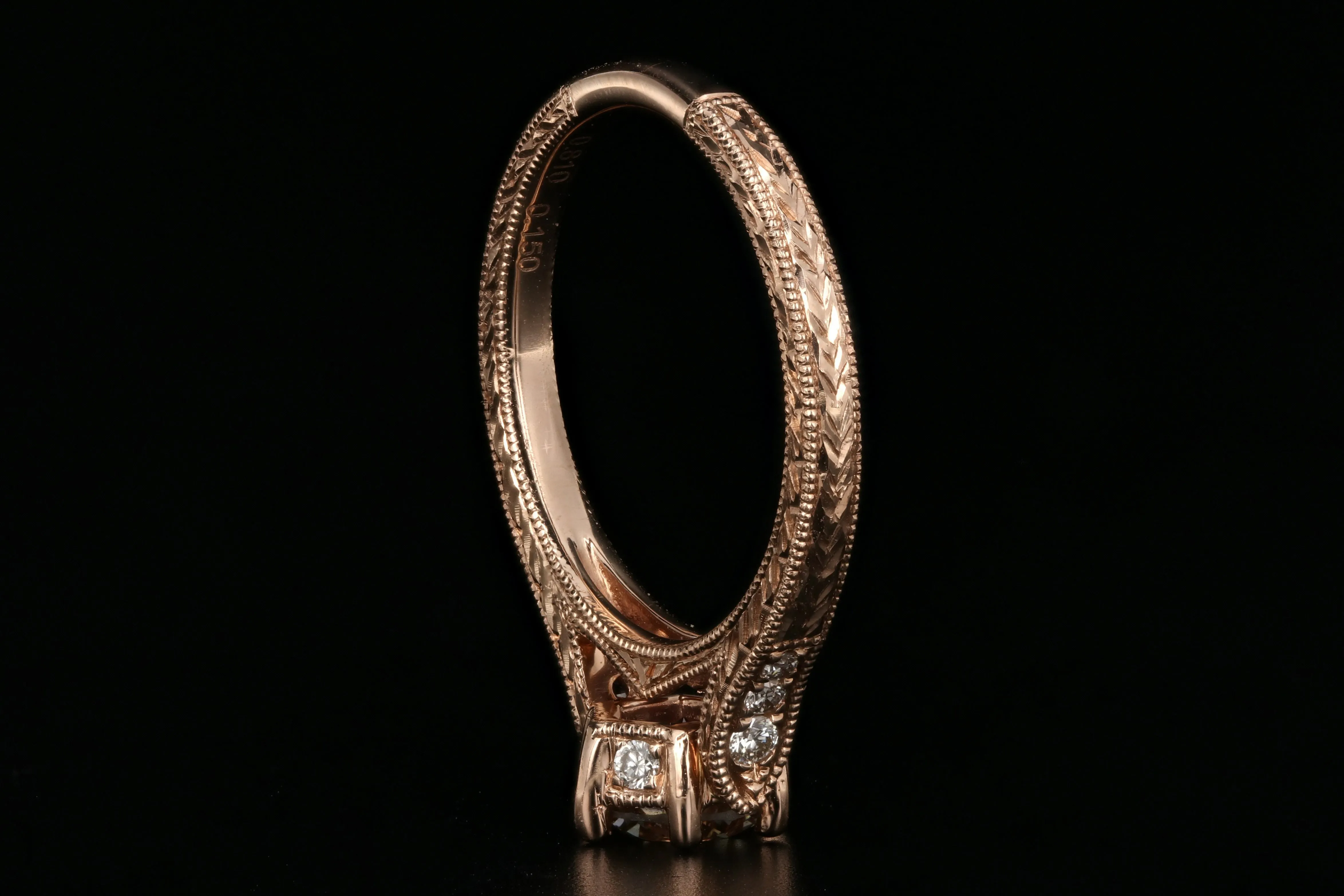 New 14K Rose Gold .81 Carat Champagne Diamond Engagement Ring