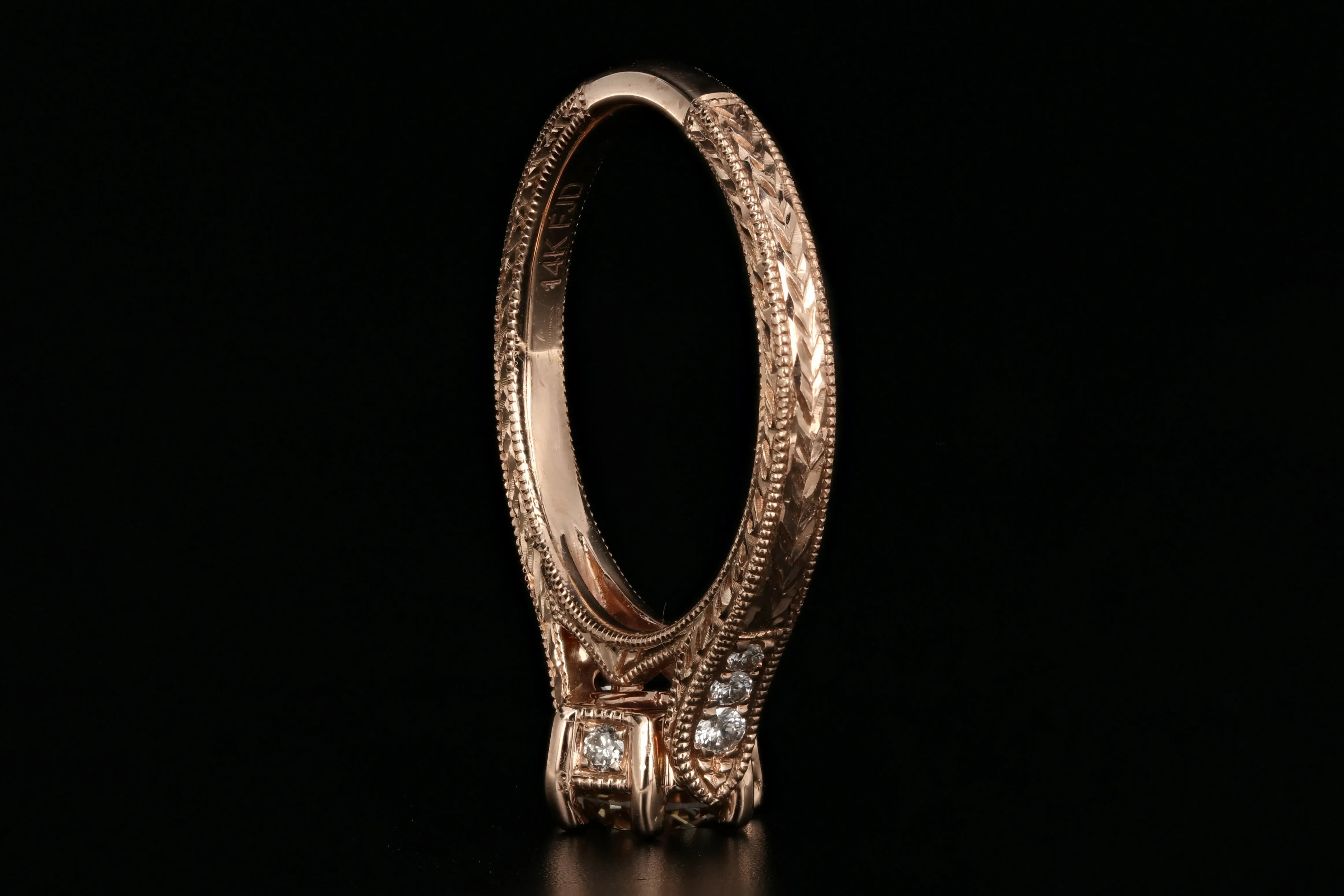 New 14K Rose Gold .81 Carat Champagne Diamond Engagement Ring
