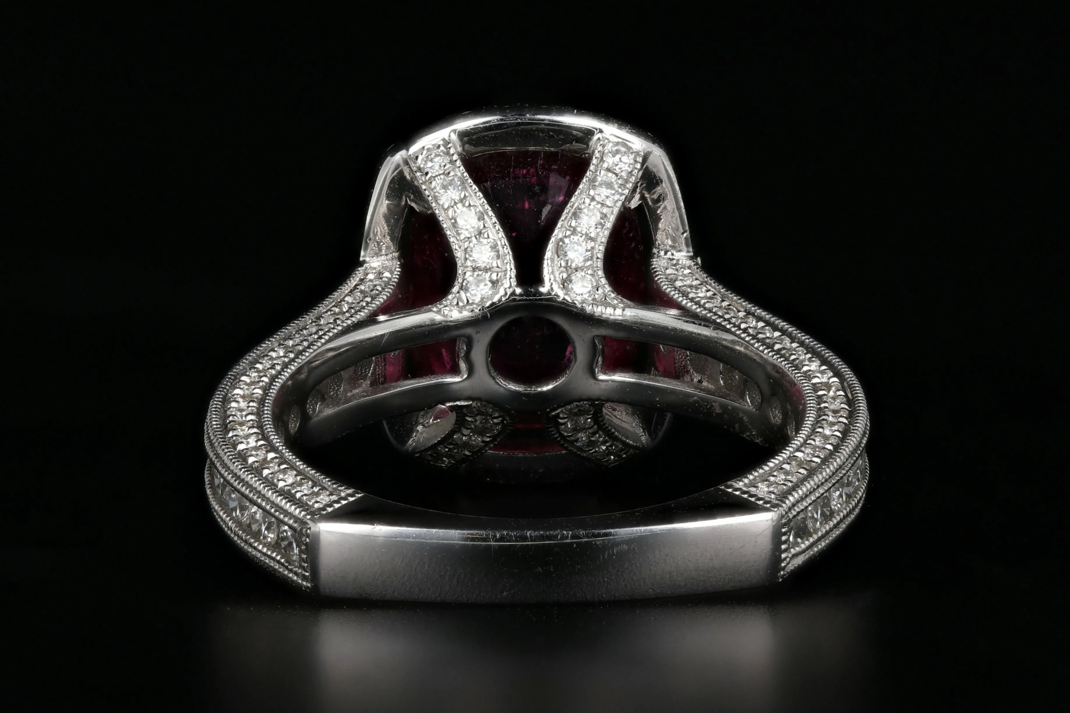 New 18K White Gold 2.73 Carat Natural Rubellite Tourmaline Diamond Ring PGS Certified