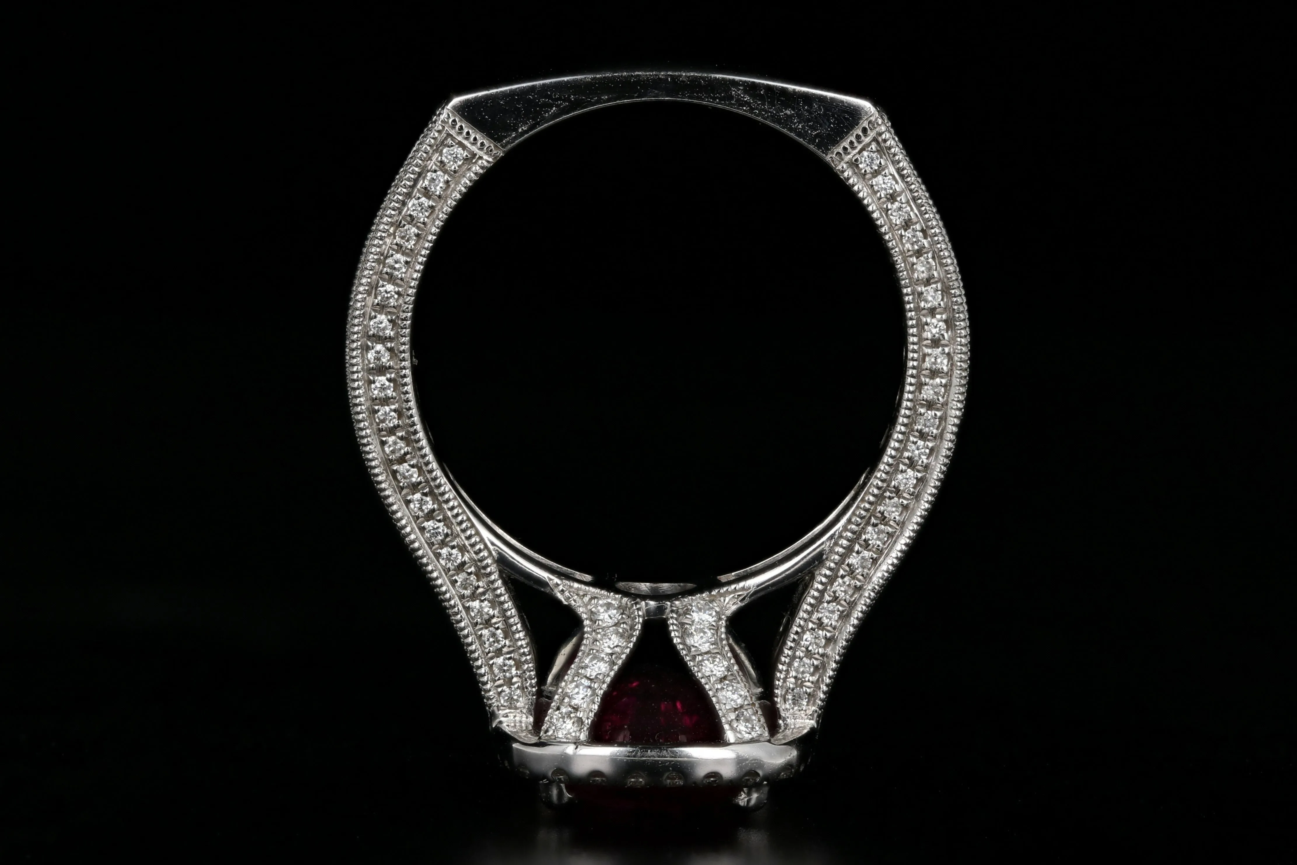 New 18K White Gold 2.73 Carat Natural Rubellite Tourmaline Diamond Ring PGS Certified