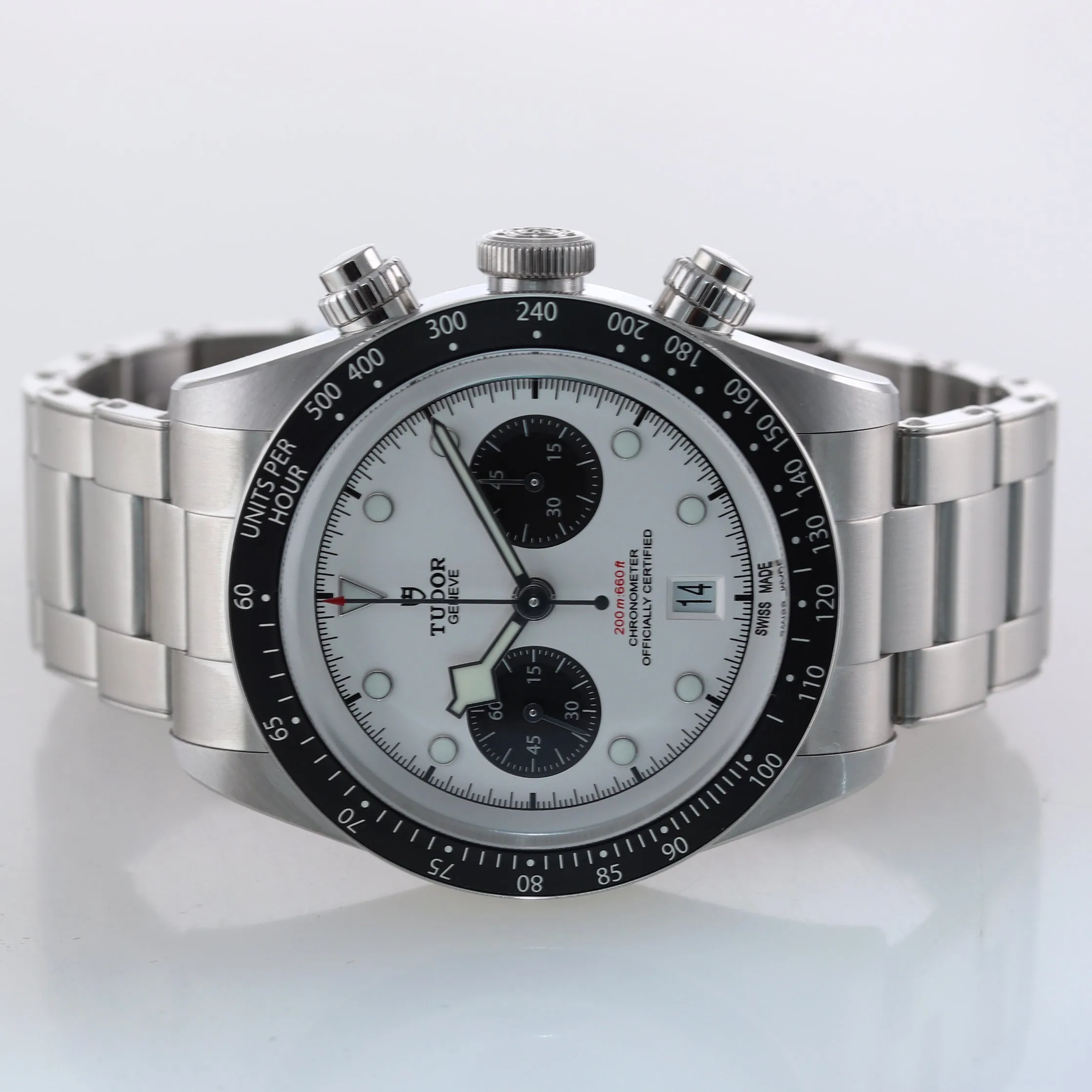 NEW 2021 Tudor Black Bay Chrono Panda Steel 41mm White Date Watch 79360 Box