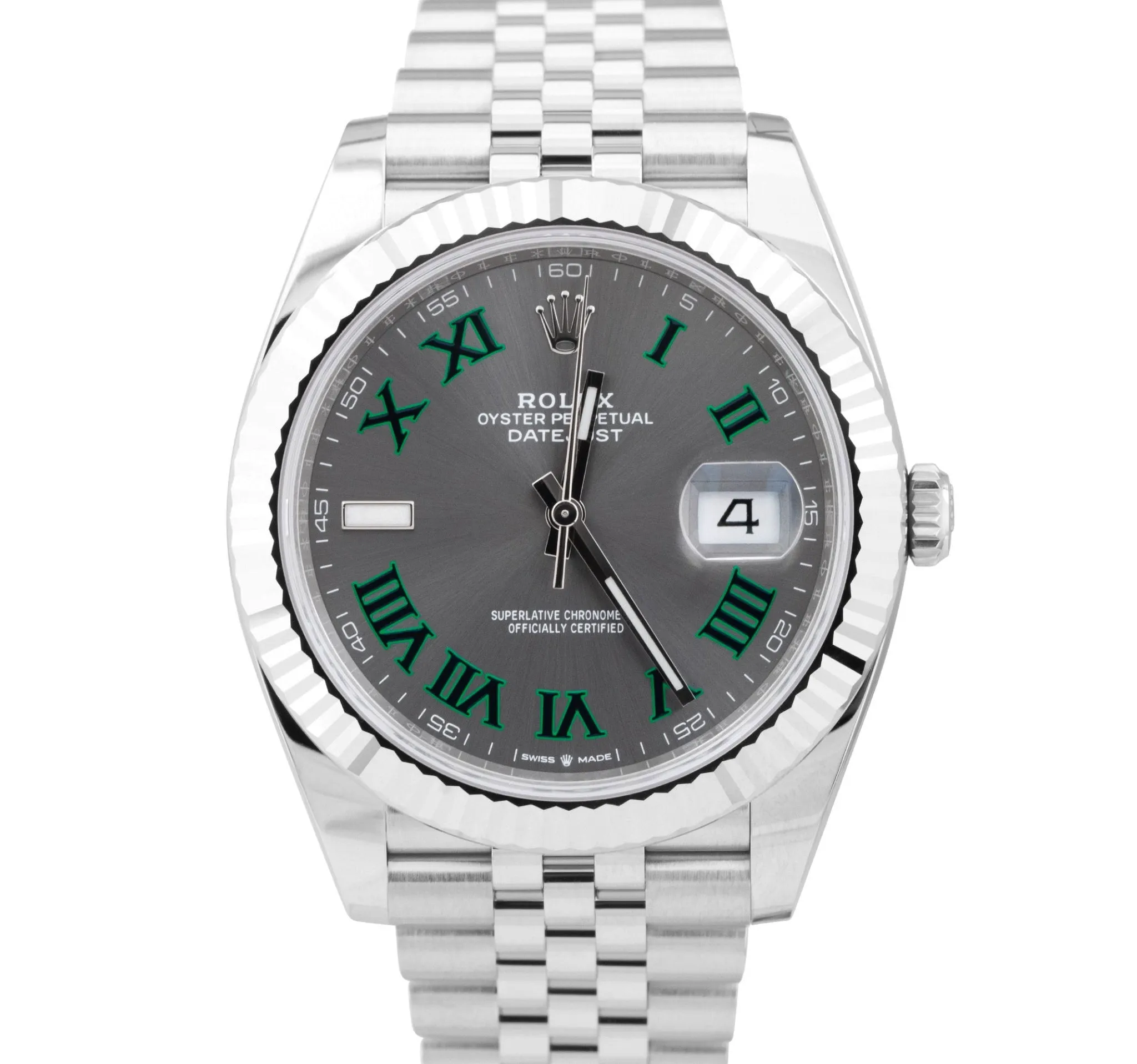 NEW OCT 2022 Rolex DateJust 41 Wimbledon Fluted Stainless Watch Jubilee 126334