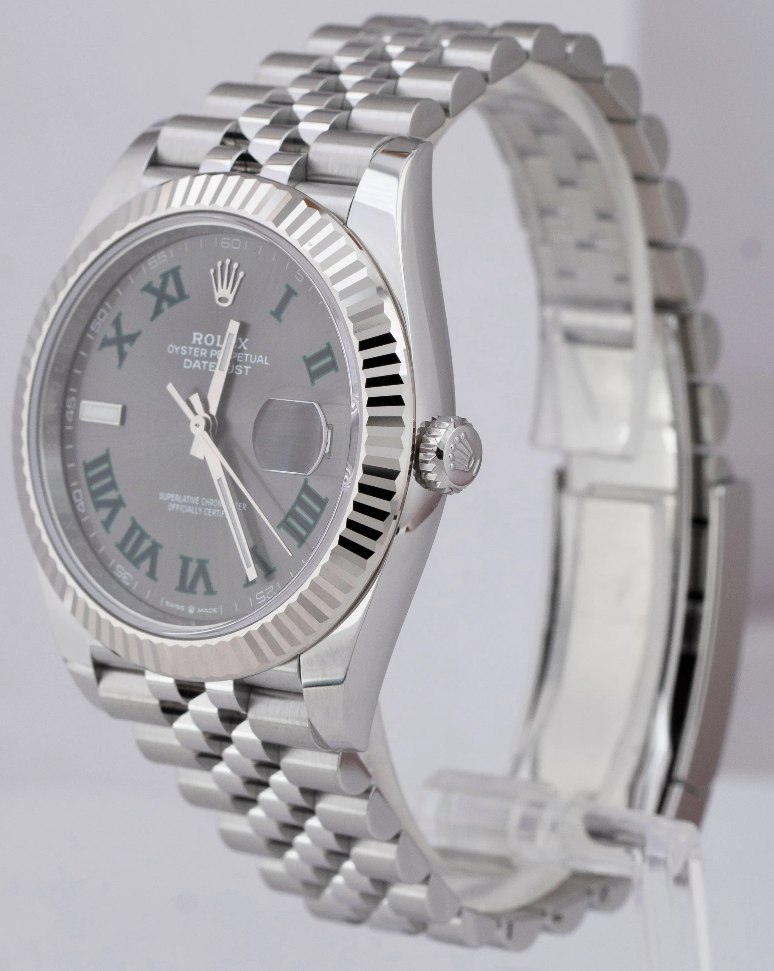 NEW OCT 2022 Rolex DateJust 41 Wimbledon Fluted Stainless Watch Jubilee 126334