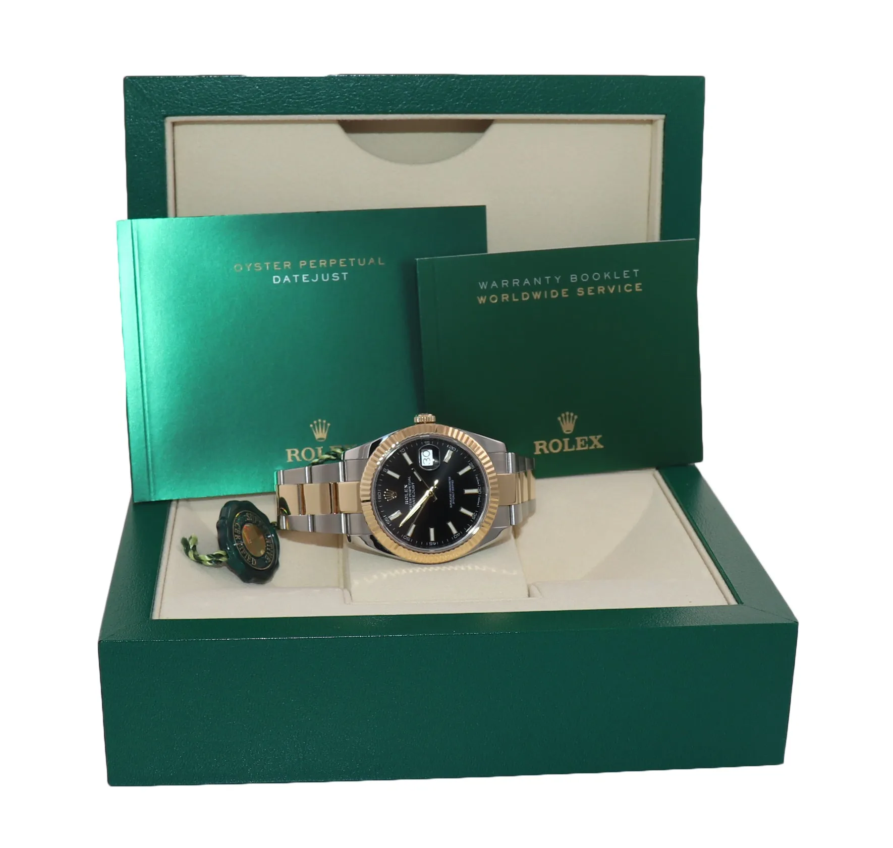 NEW Rolex DateJust 41 126333 Two Tone Yellow Gold Black Stick 41mm Watch
