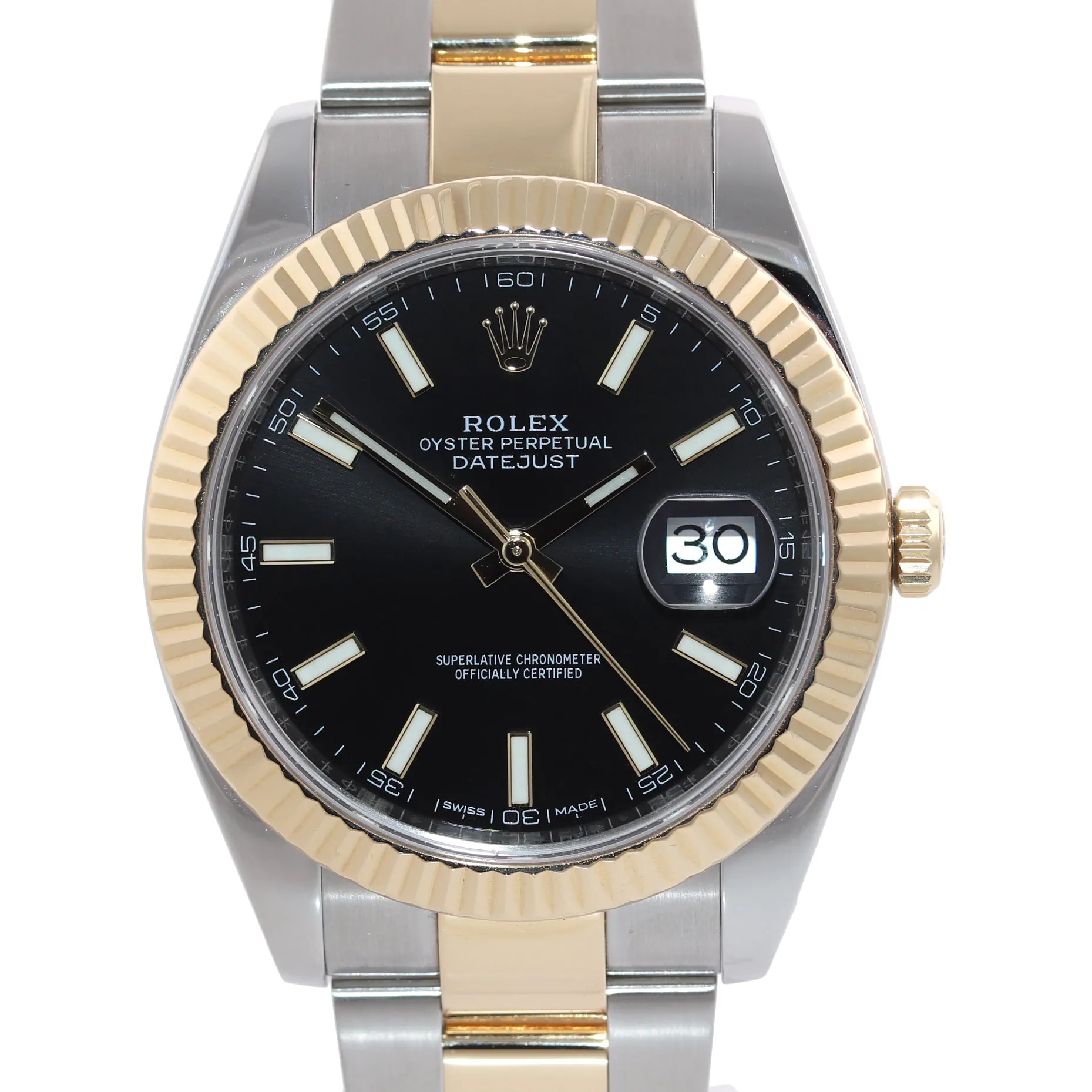 NEW Rolex DateJust 41 126333 Two Tone Yellow Gold Black Stick 41mm Watch