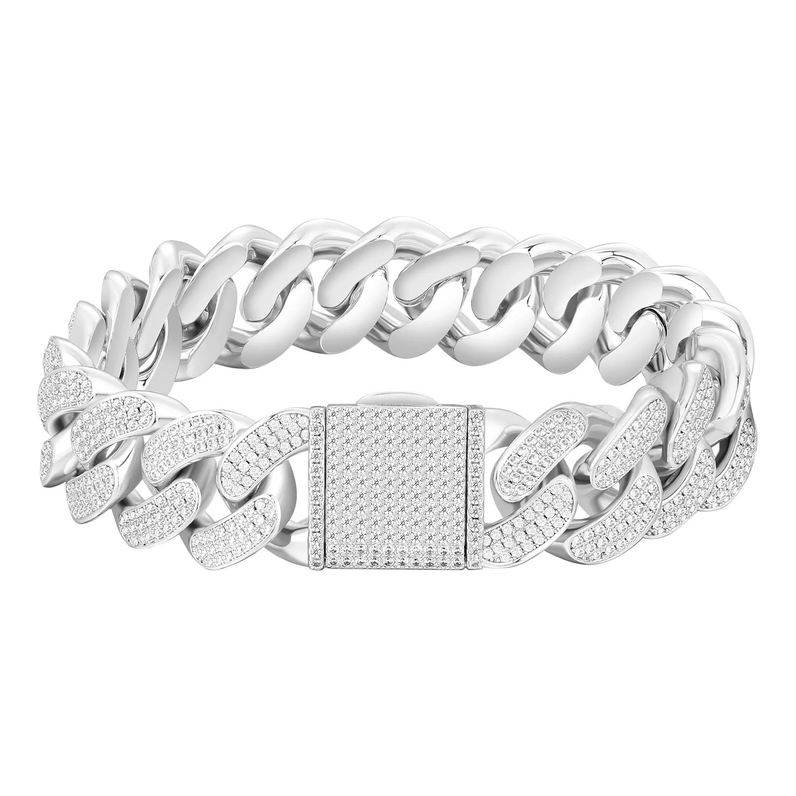 【NEW】18mm Iced Out Diamond Cuban  Bracelet
