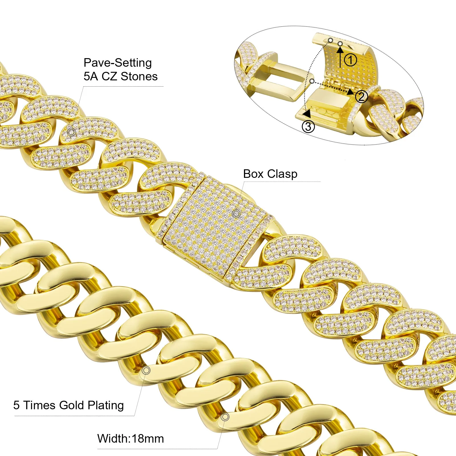 【NEW】18mm Iced Out Diamond Cuban  Bracelet