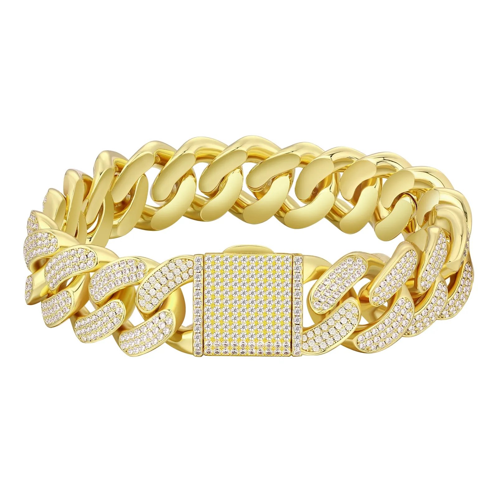 【NEW】18mm Iced Out Diamond Cuban  Bracelet