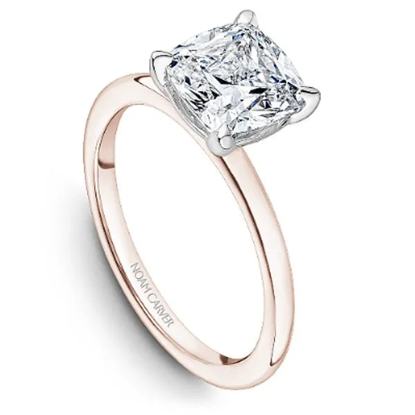 Noam Carver Two-Tone High Polish Cushion Cut Solitaire Engagement Ring
