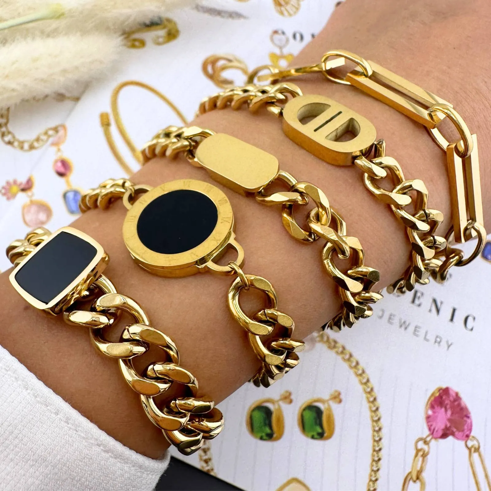 Noir Toggle Link Bracelet – 18K Gold