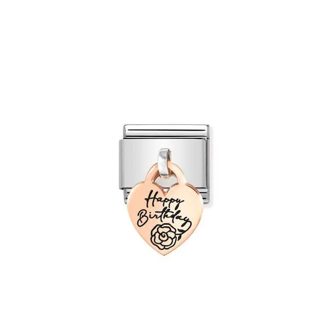 Nomination Composable Link Happy Birthday Hanging Charm, 9K Rose Gold