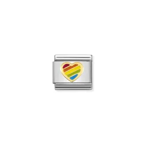 Nomination Composable Link Heart, Rainbow, 18K Gold & Enamel