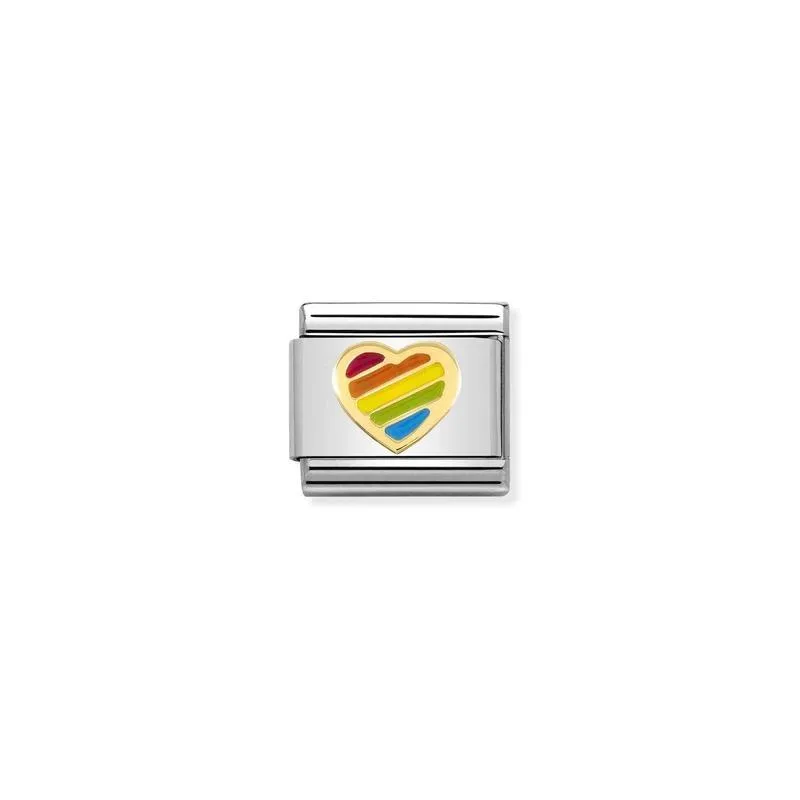 Nomination Composable Link Heart, Rainbow, 18K Gold & Enamel