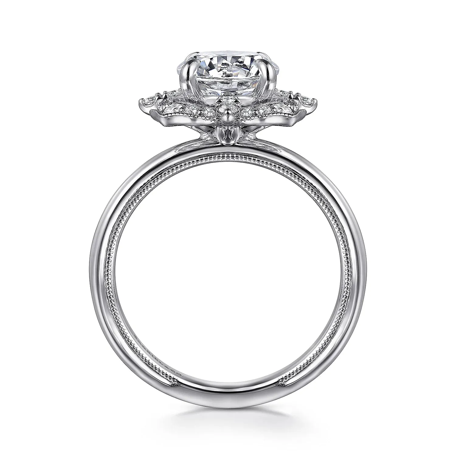 Old-World Round Double Halo Diamond Engagement Mounting