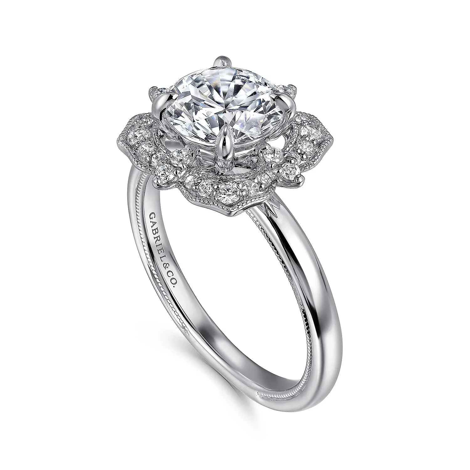 Old-World Round Double Halo Diamond Engagement Mounting