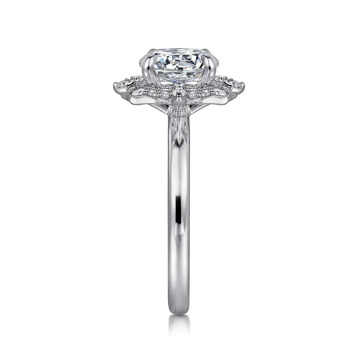 Old-World Round Double Halo Diamond Engagement Mounting