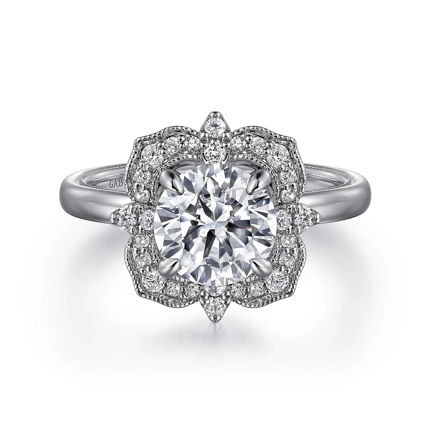 Old-World Round Double Halo Diamond Engagement Mounting