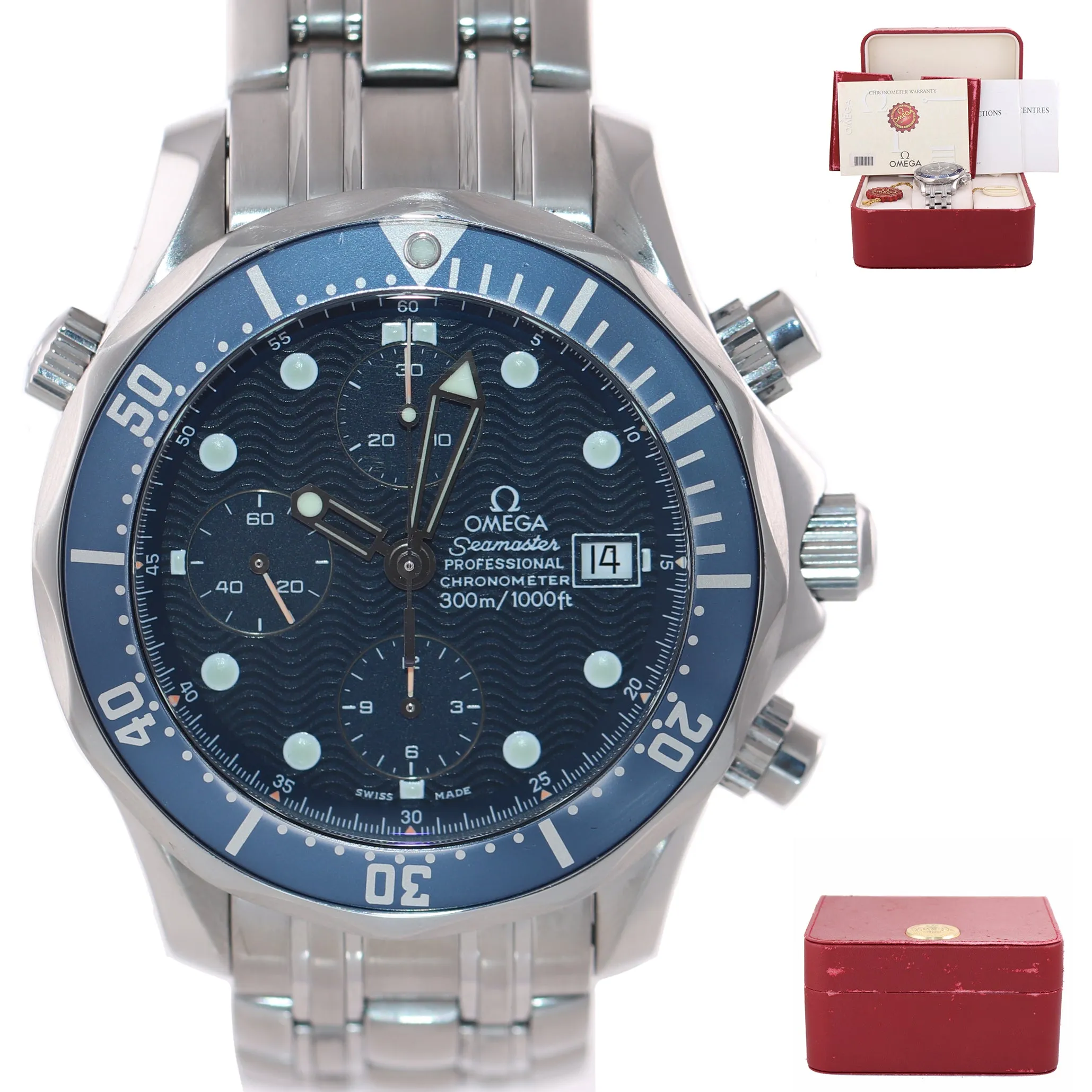 Omega Seamaster Pro Chronograph 300M 2599.80 Blue Wave Automatic 41.5mm Watch