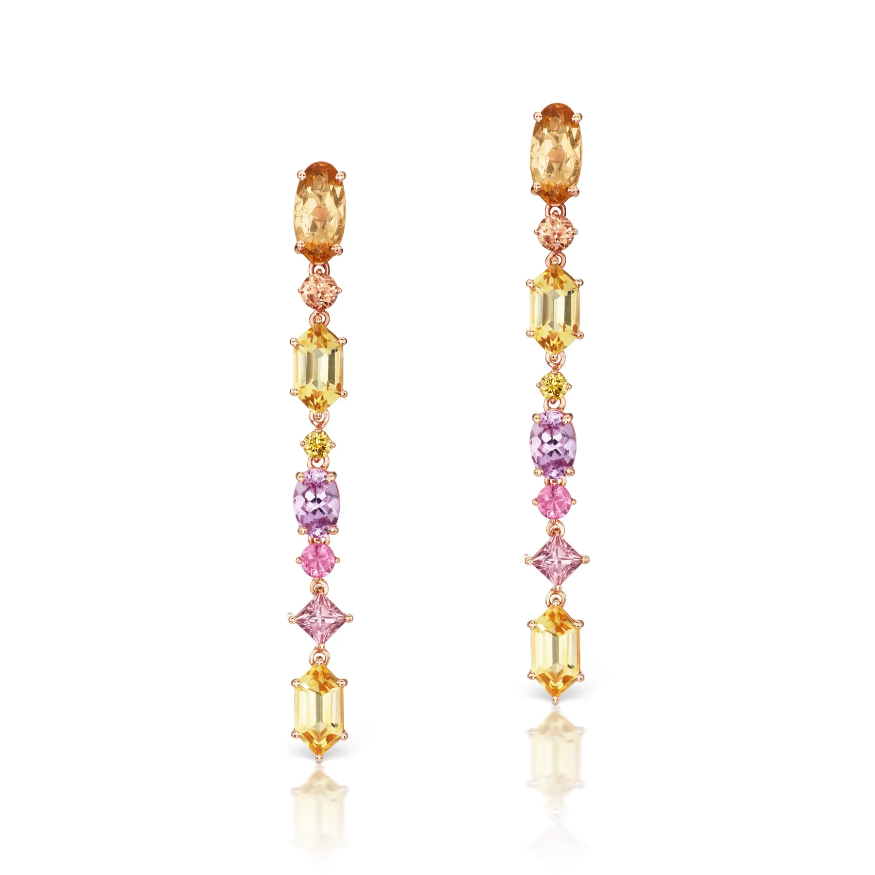 One of a Kind Aerial Silk Precious Stone Drop Earrings