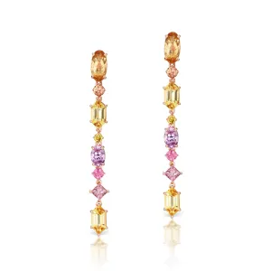One of a Kind Aerial Silk Precious Stone Drop Earrings