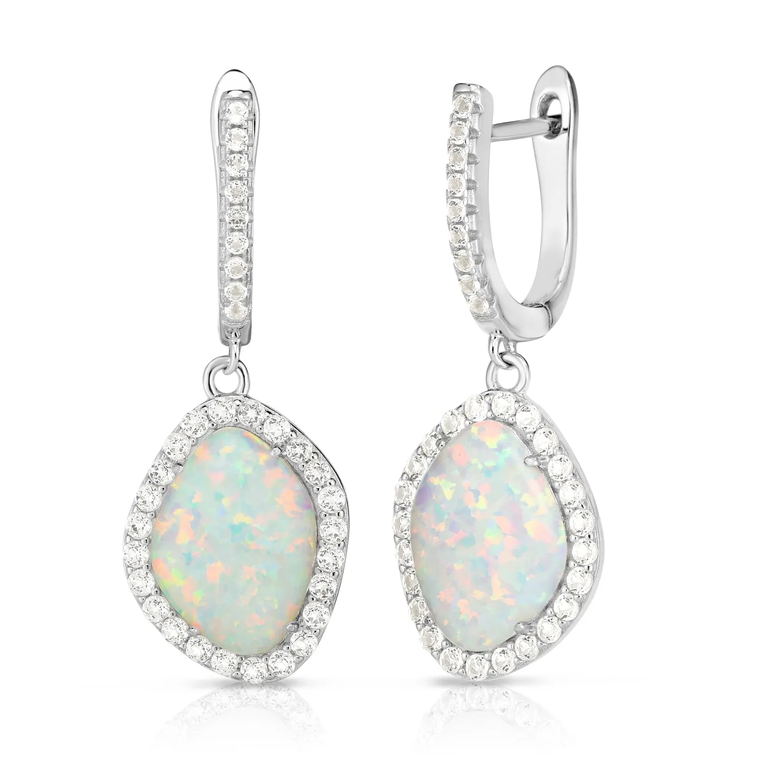 Opal & White Sapphire Earrings