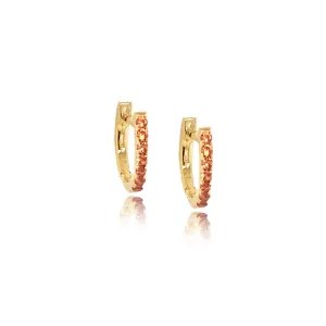Orange Sapphire Mini Huggie Earrings