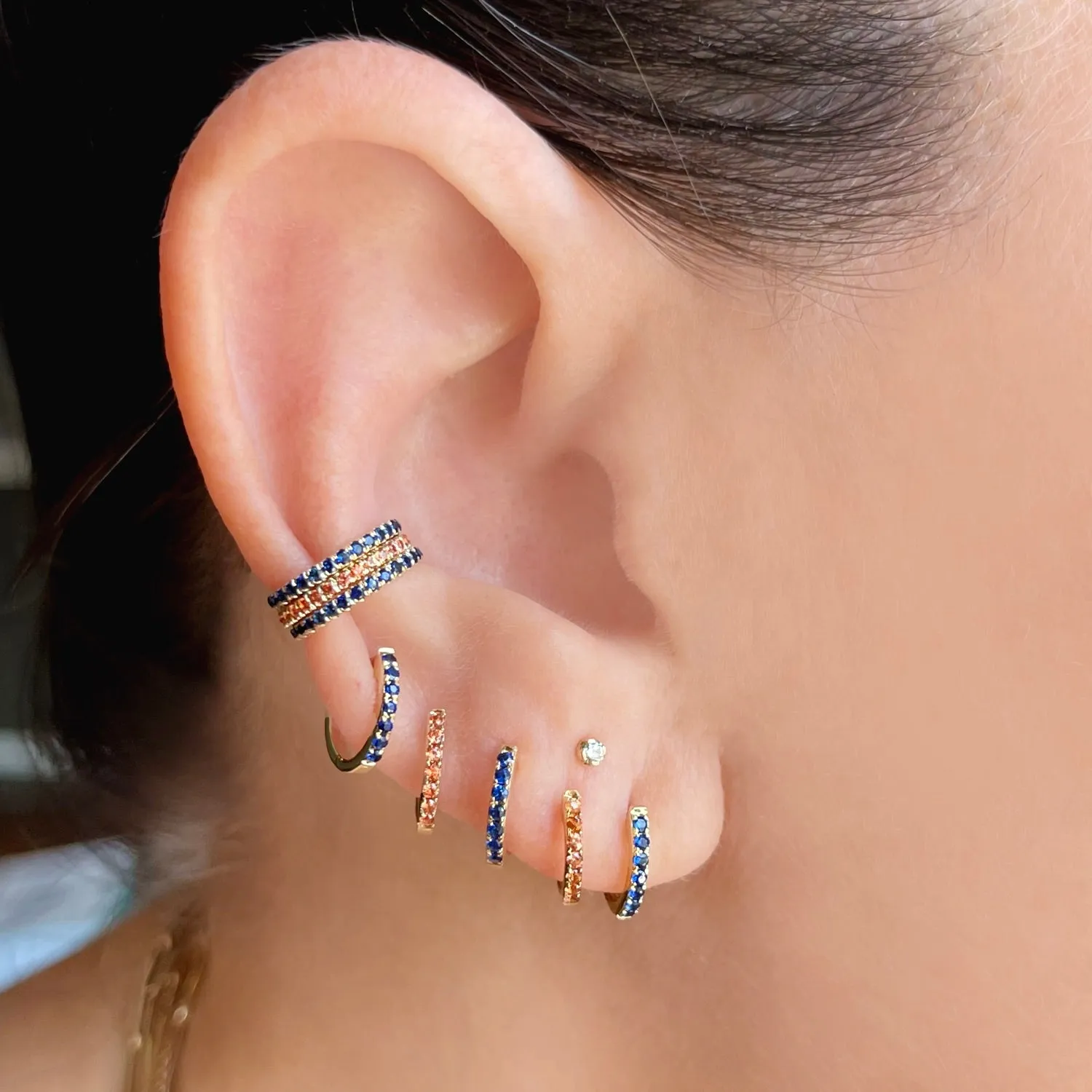 Orange Sapphire Mini Huggie Earrings