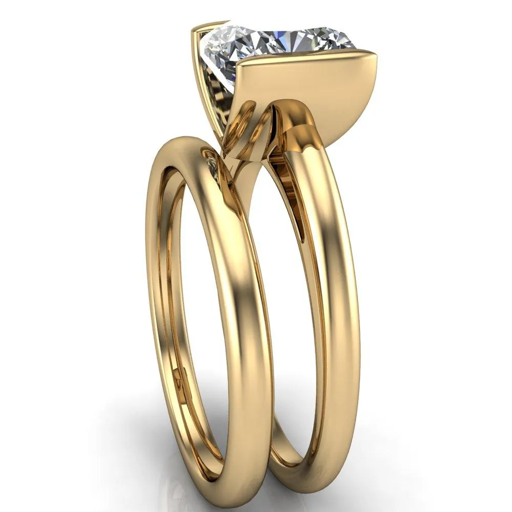 Orleans Cushion Center Stone Half Bezel Cathedral Ring