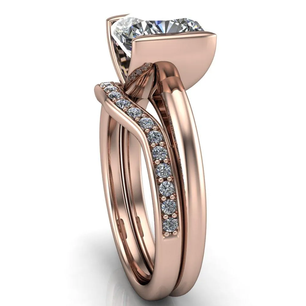 Orleans Cushion Center Stone Half Bezel Cathedral Ring