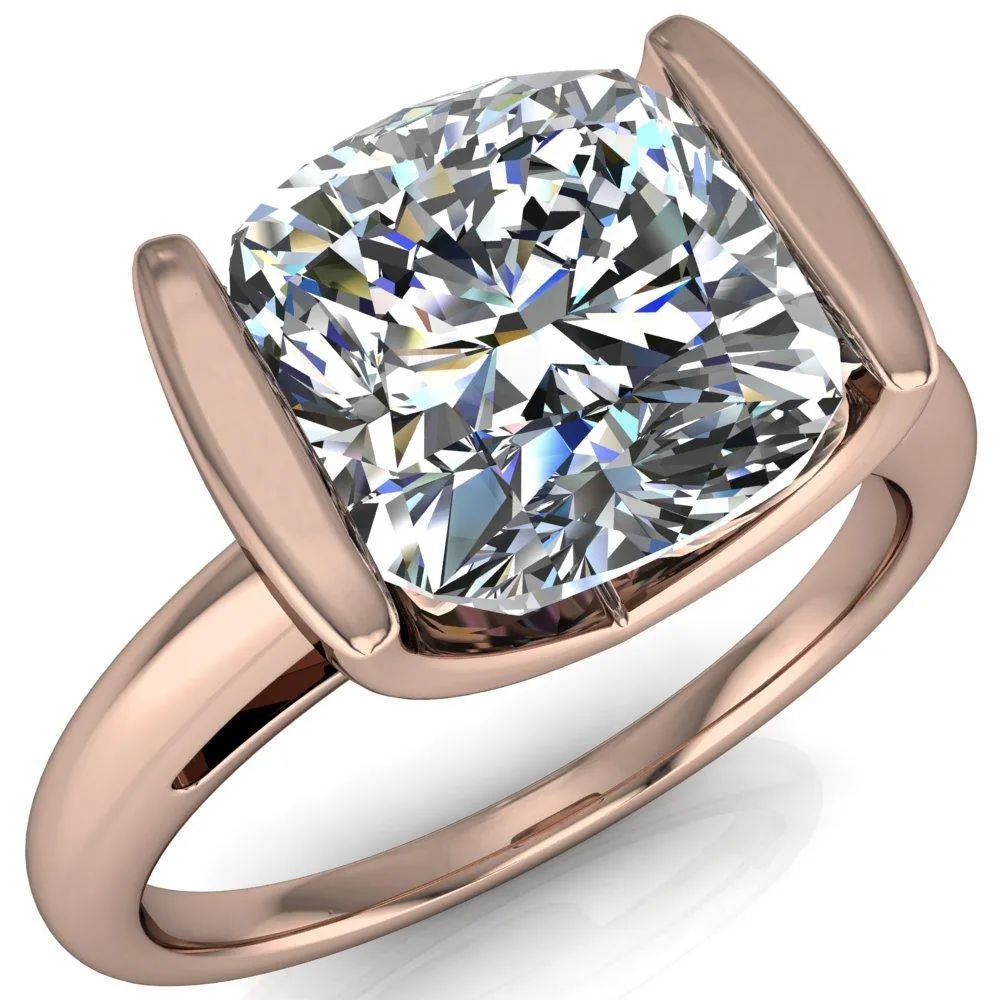 Orleans Cushion Center Stone Half Bezel Cathedral Ring
