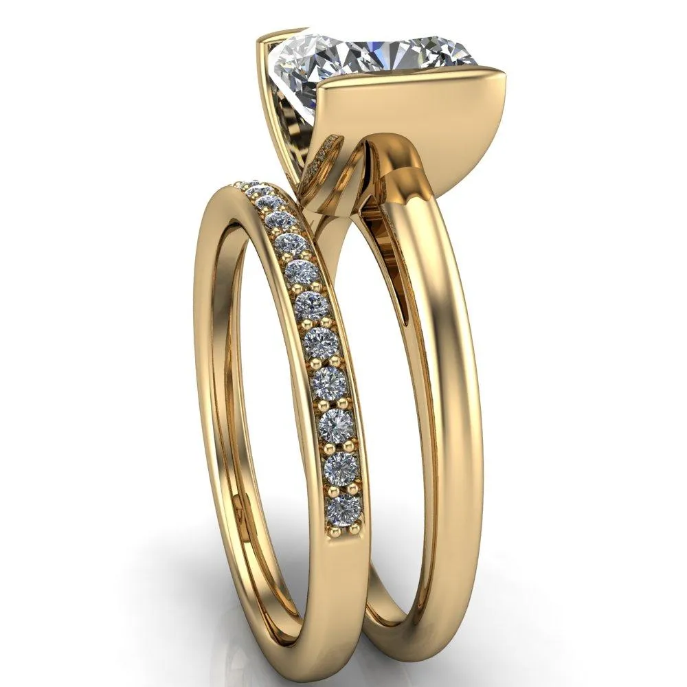 Orleans Cushion Center Stone Half Bezel Cathedral Ring