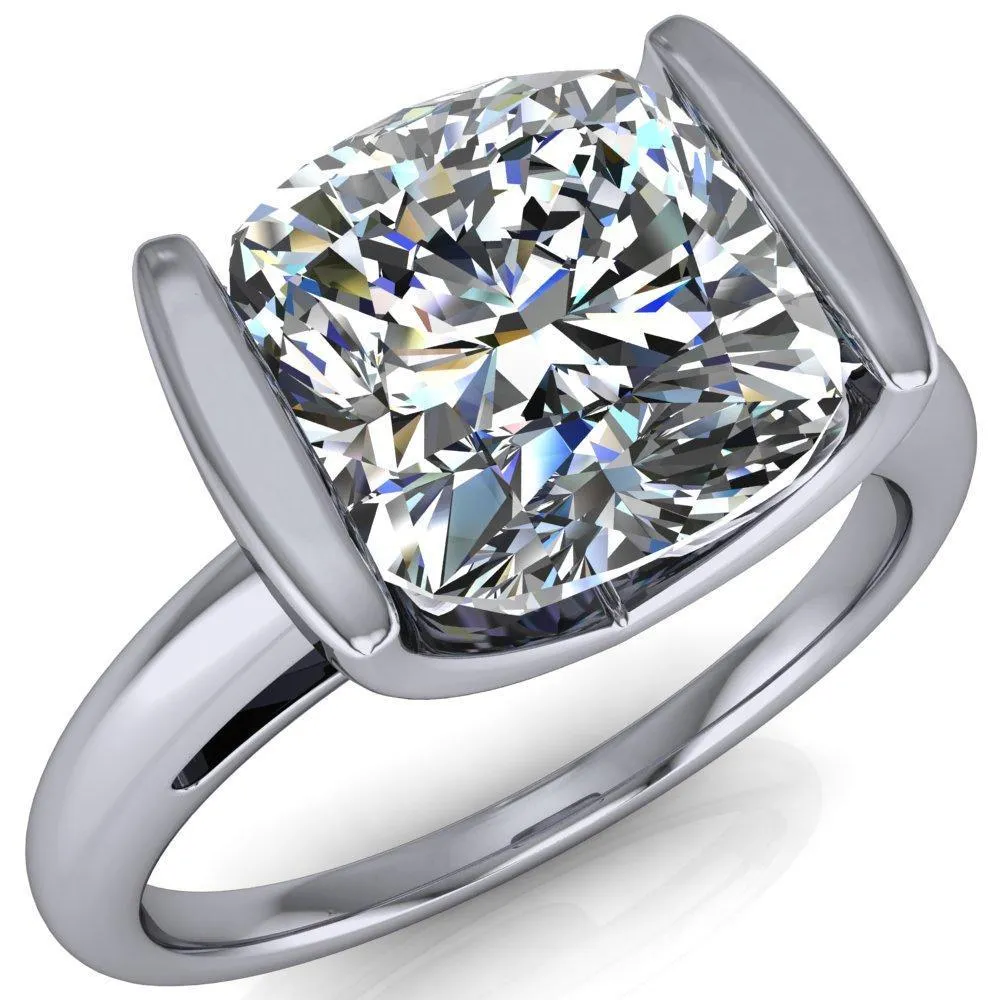 Orleans Cushion Center Stone Half Bezel Cathedral Ring