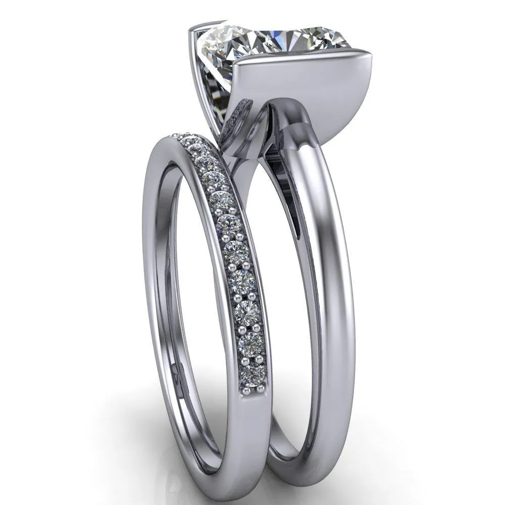 Orleans Cushion Center Stone Half Bezel Cathedral Ring