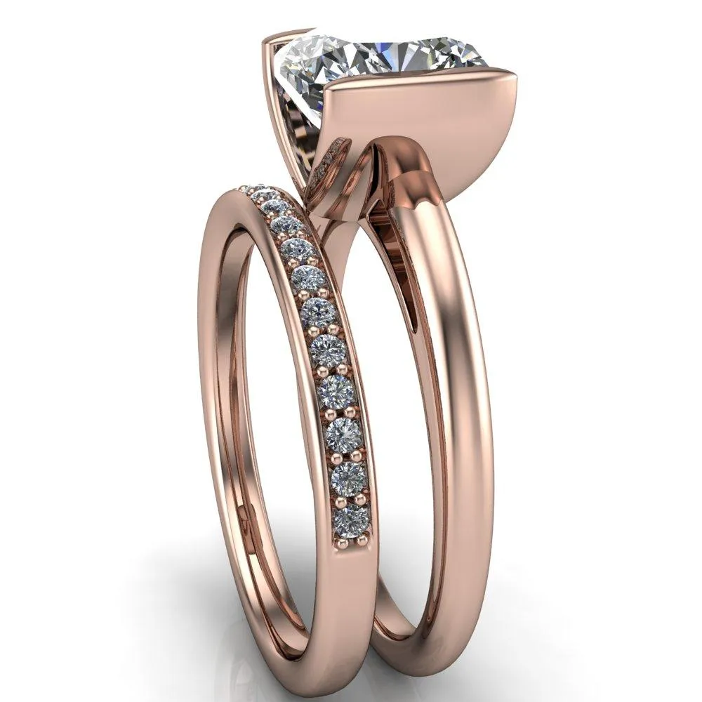 Orleans Cushion Center Stone Half Bezel Cathedral Ring