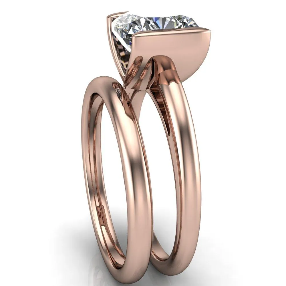 Orleans Cushion Center Stone Half Bezel Cathedral Ring