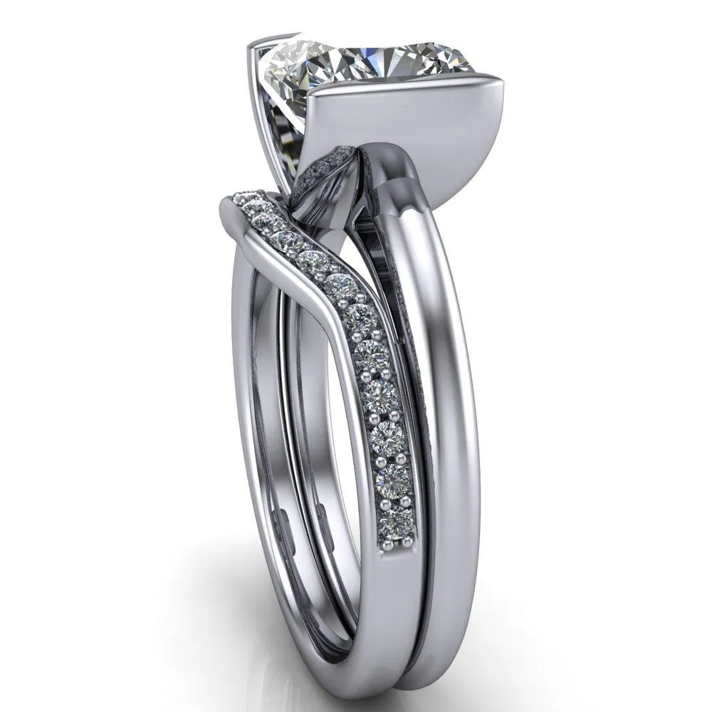 Orleans Cushion Center Stone Half Bezel Cathedral Ring