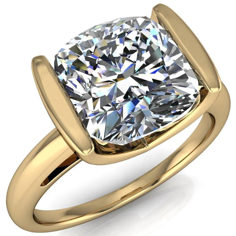 Orleans Cushion Center Stone Half Bezel Cathedral Ring