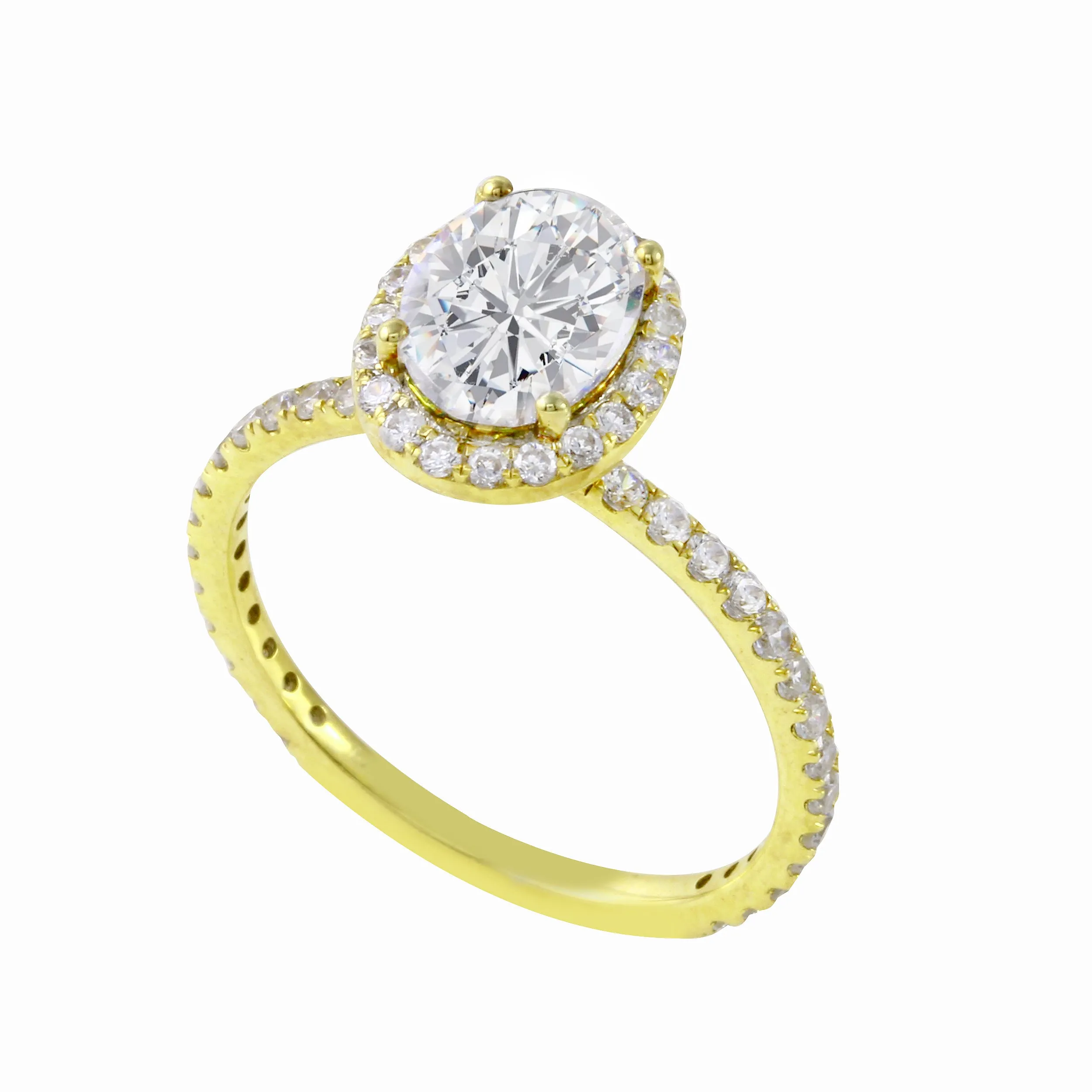 Oval-Cut Diamond Halo Pavé Band Engagement Ring Setting