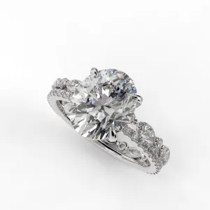 Oval Cut Hidden Halo Pave Engagement Ring Bridal Set - 368