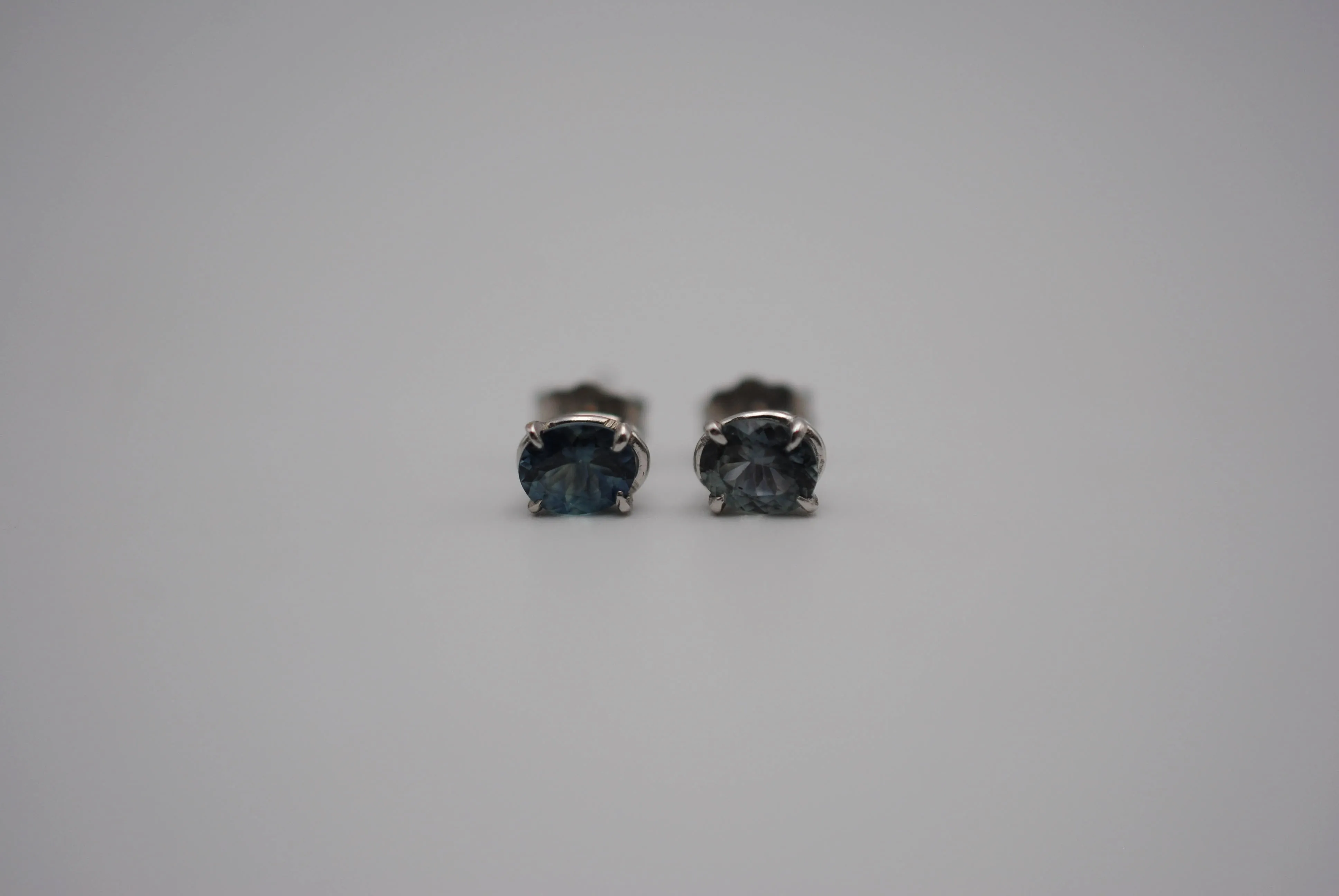 Oval Montana Sapphire White Gold Stud Earrings