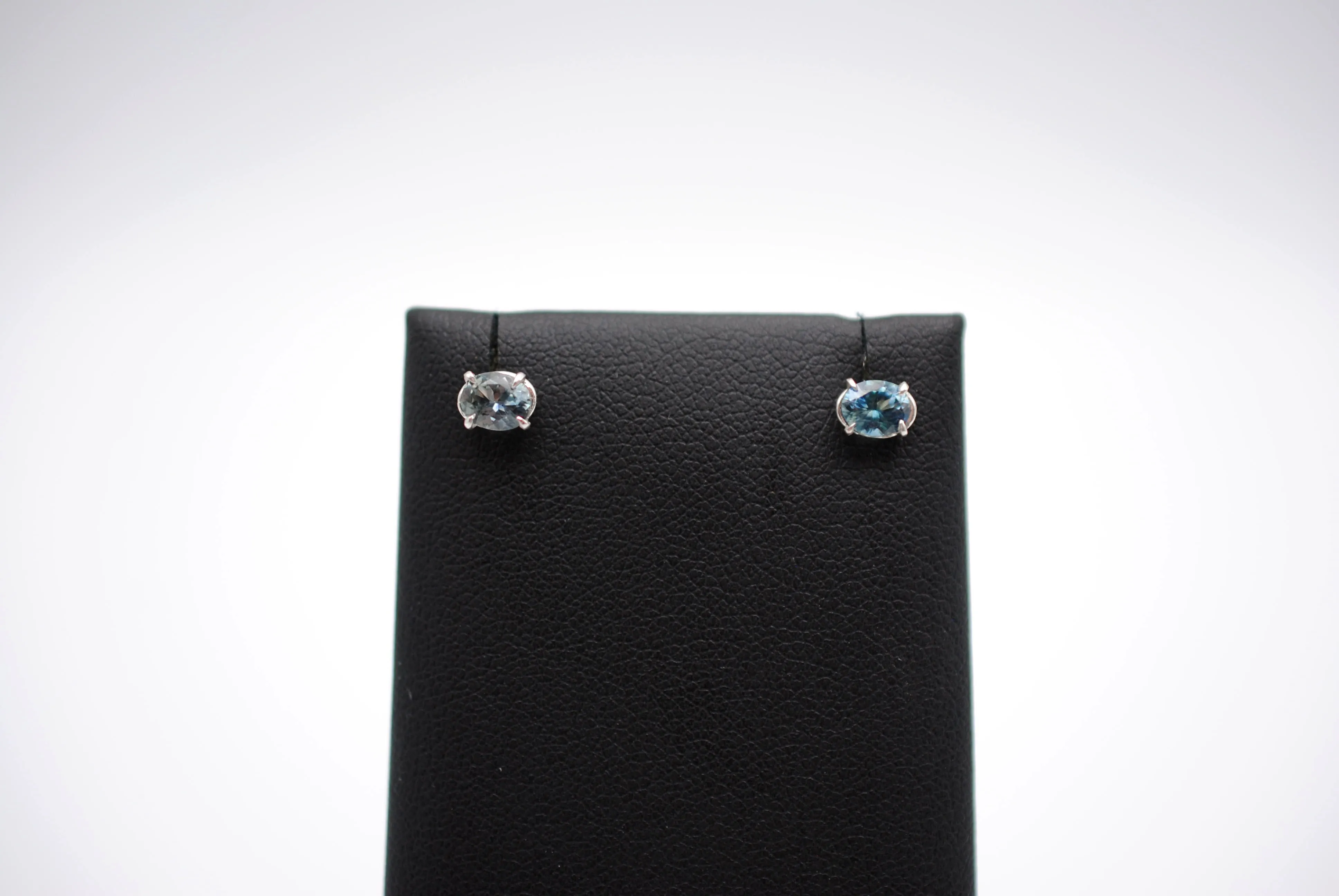 Oval Montana Sapphire White Gold Stud Earrings